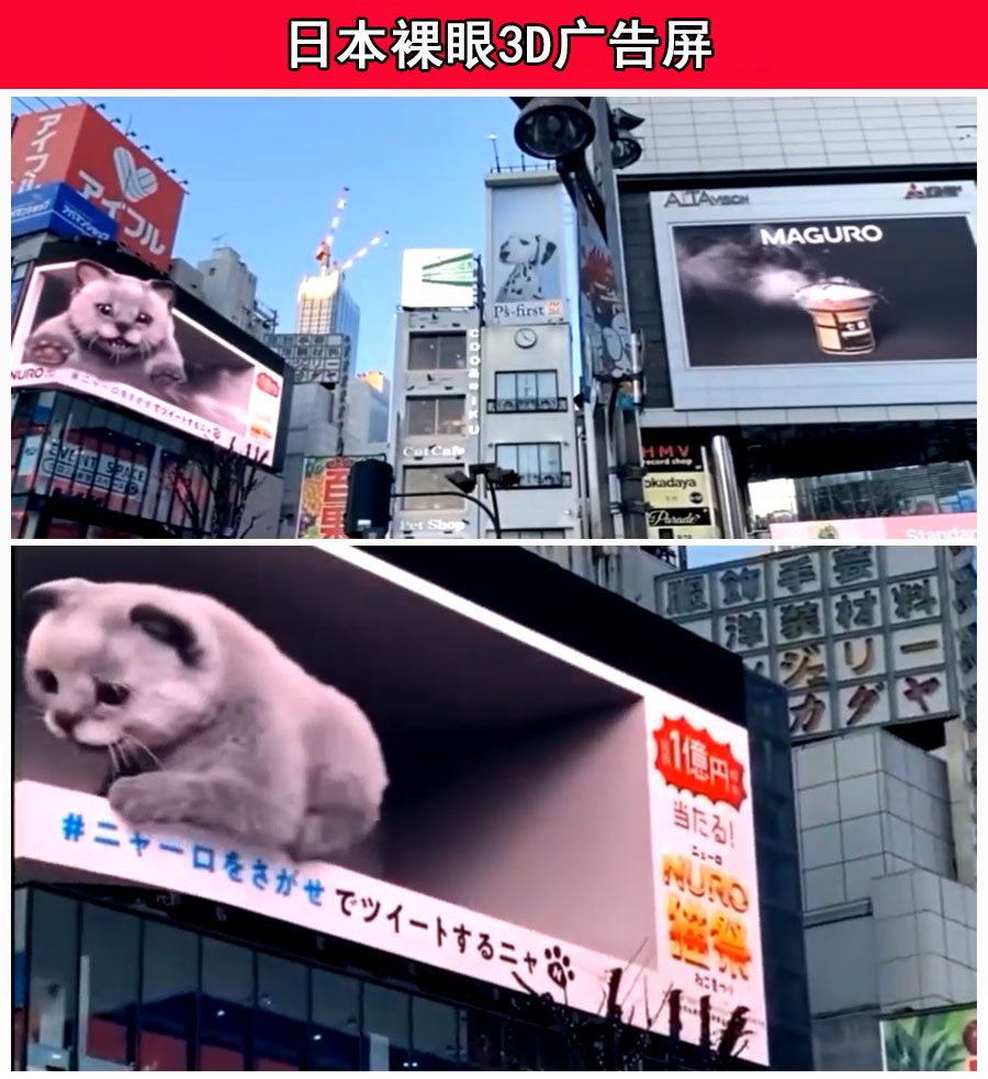 日本逼真視覺體驗(yàn)商場街道廣場裸眼3D顯示大屏(圖1)